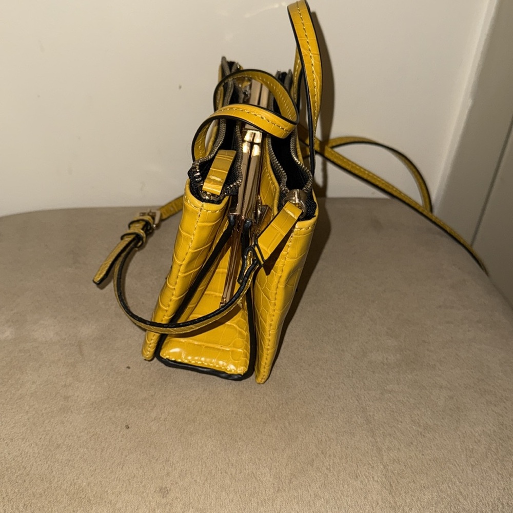 Yellow Croc-Embossed Handbag - Picture 6 of 7
